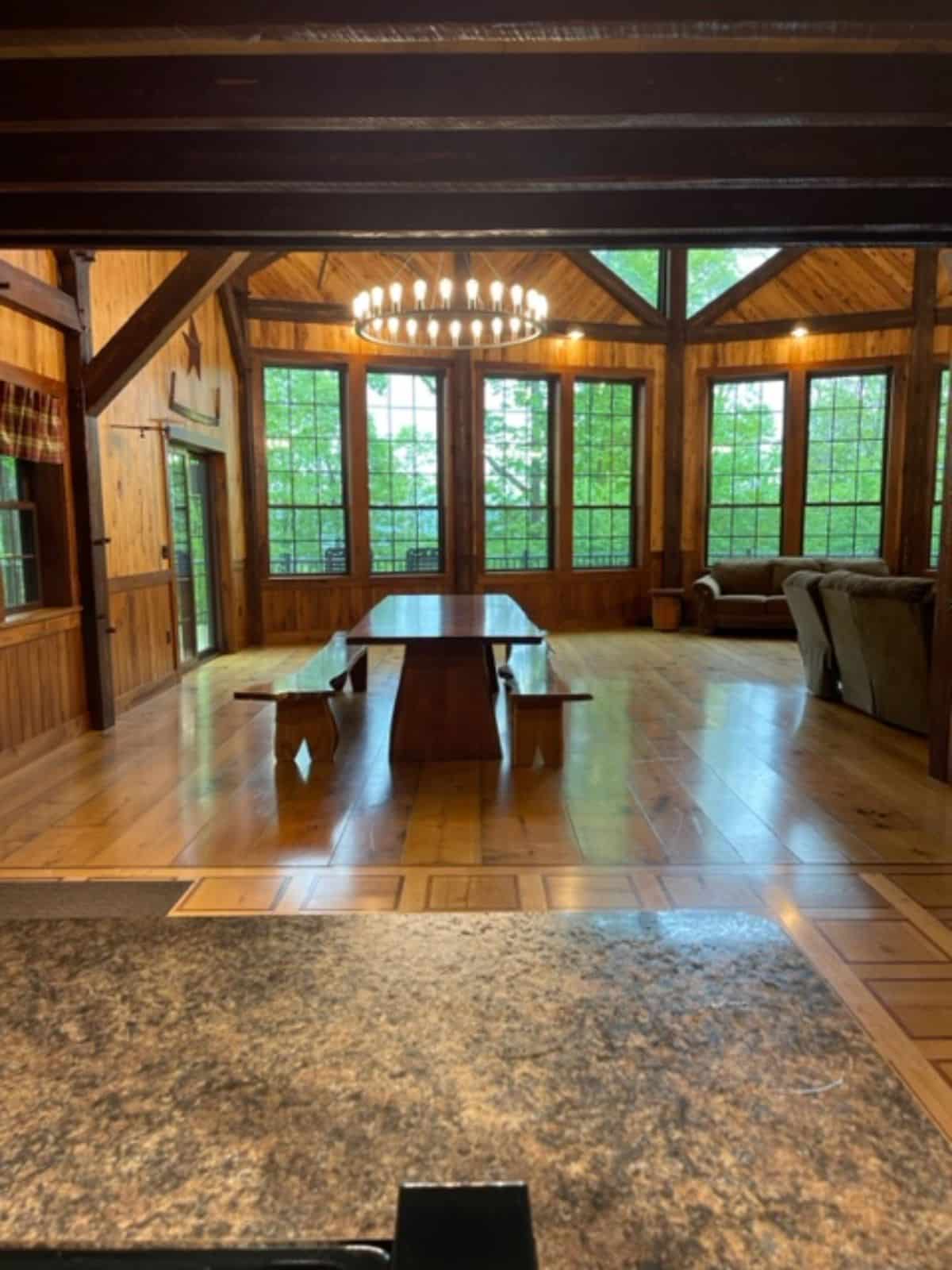 Open Room with Wood Walls and Ceiling