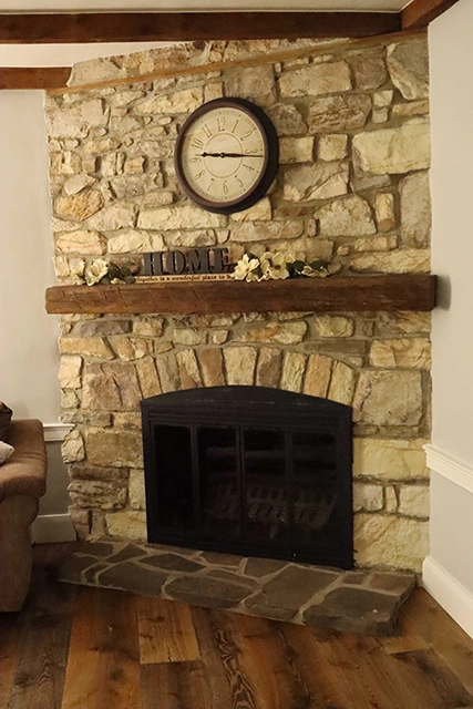 Wood Flooring and Wood Fireplace Mantel