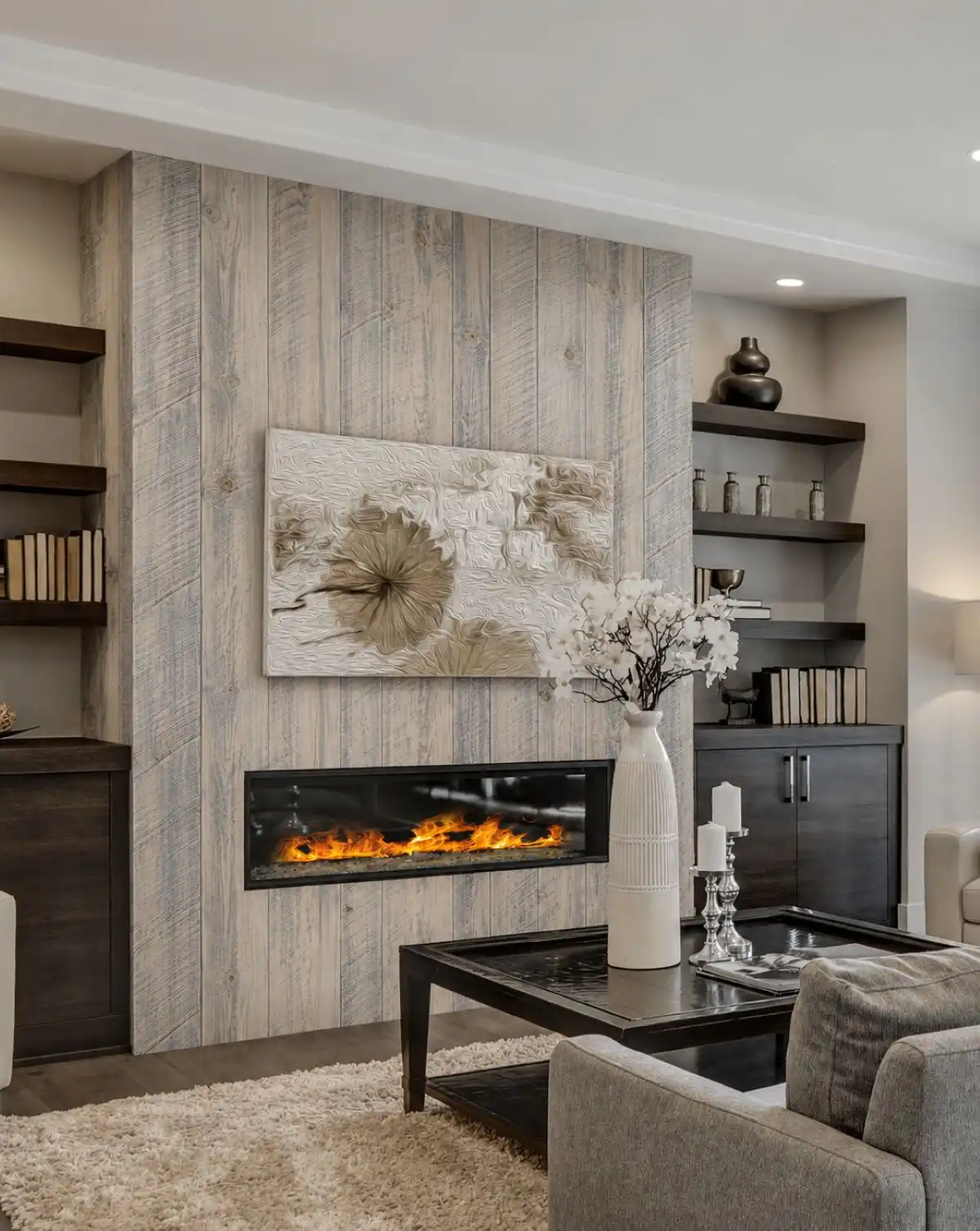 Whitewash Gray (saw marks) <br />Wood Wall & Ceiling Planks
