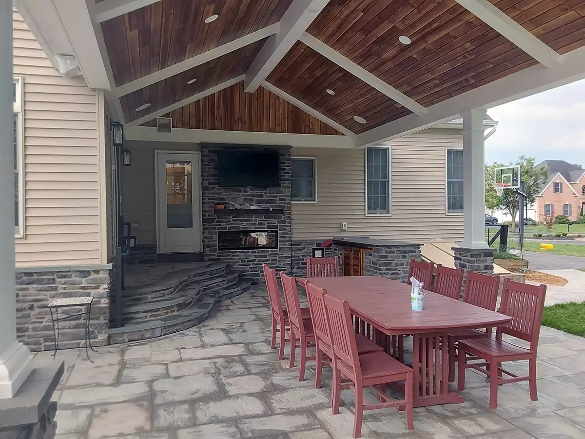Natural weathered exterior kitchen ceiling planks